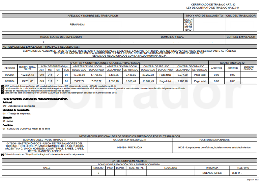CERTIFICADO DE TRABAJO art. 80 LCT. ARCA fija las pautas para el procedimiento de su confección.